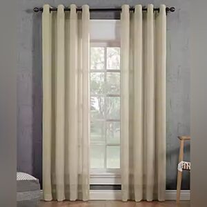 Archaeo Slub Textured Linen Blend Sheer Grommet Top Curtain Panel Pair